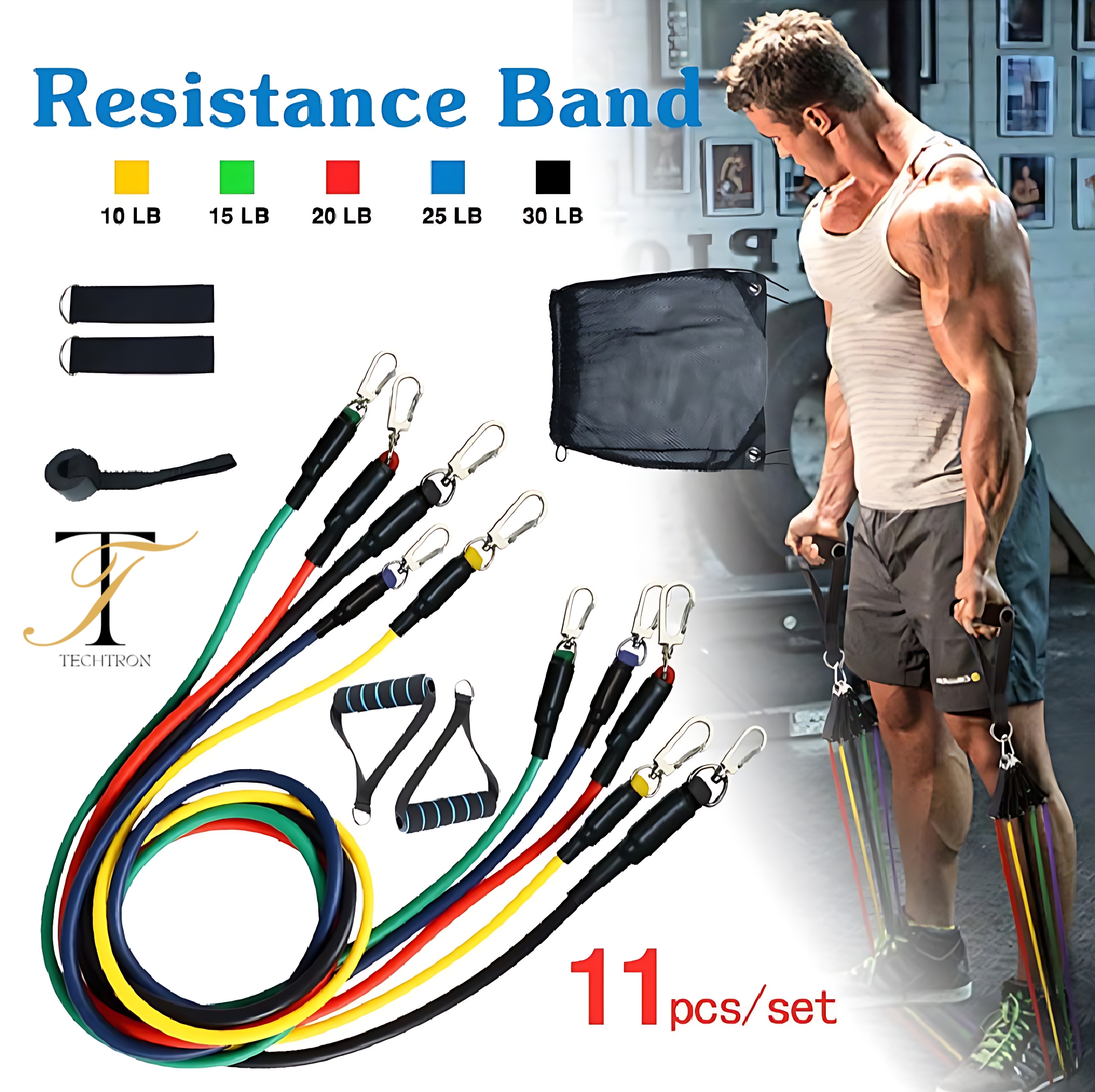 11 PCS Resistance Bands for Exercise Men - Workout Set, Pull Up Bands, Gym Accessories, Home Gym Equipment with Door Anchor, Ankle Straps, Handles Ideal for Yoga Pilates Abs Fitness Training Workout Band Resistance Band Loop Gym Bands Boys PROMISE TO SELL