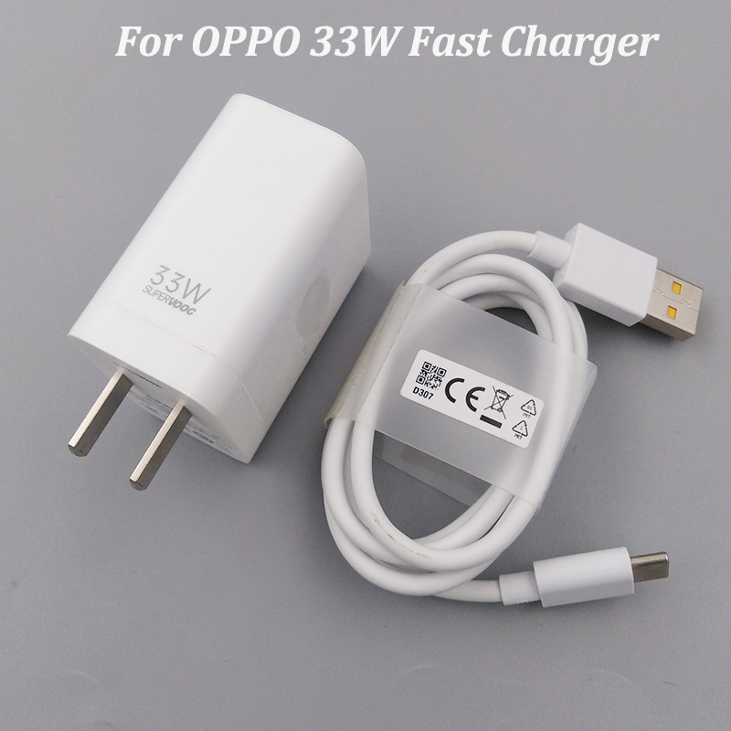 Oppo 33W Supervooc 33 Watt Fast Charger US EU Wall Adapter For OPPO A96 A76 F19 F19 Pro Find N X K9X R11 R17 Reno 7 se 6 Pro With 1M USB Type-C Cable