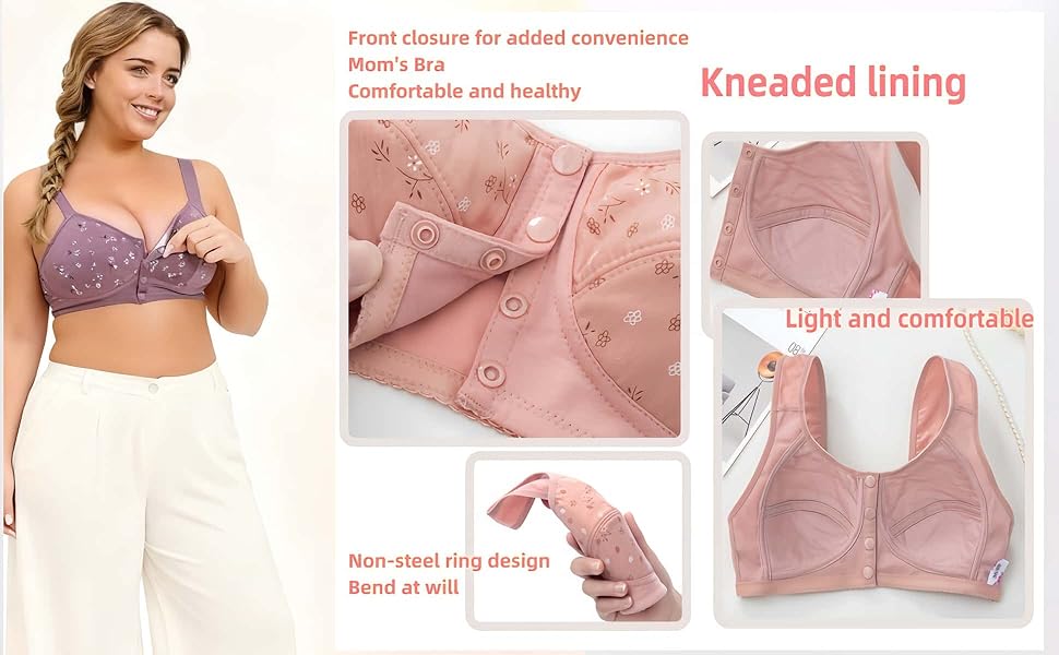 Front Open Wide Strap Non Padded Non Wired Maternity Nursing Bra Plus Size