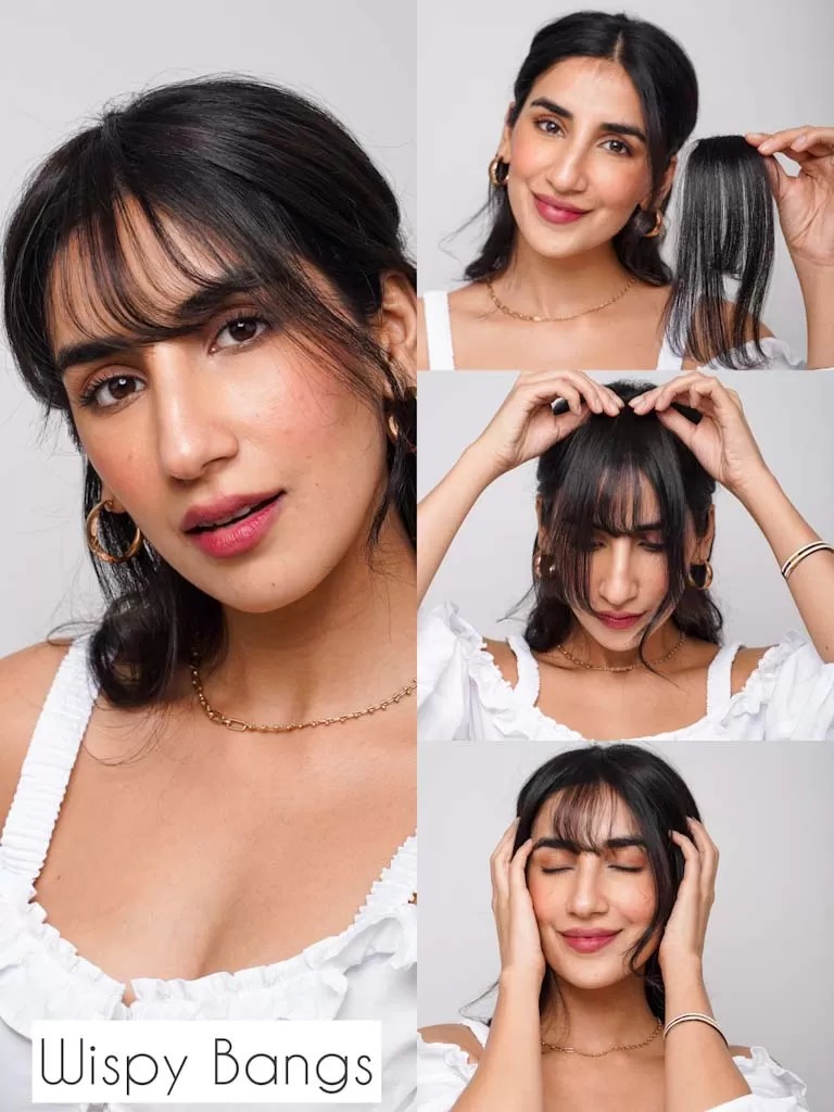 Clip In Bangs Front Neat Natural Brown Bangs Hairpiece Synthetic Hair Piece Bangs Hairpiece Clip In Hair Extensions For Women