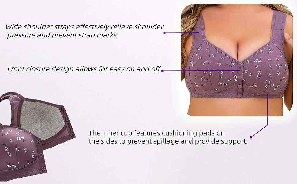 Front Open Wide Strap Non Padded Non Wired Maternity Nursing Bra Plus Size