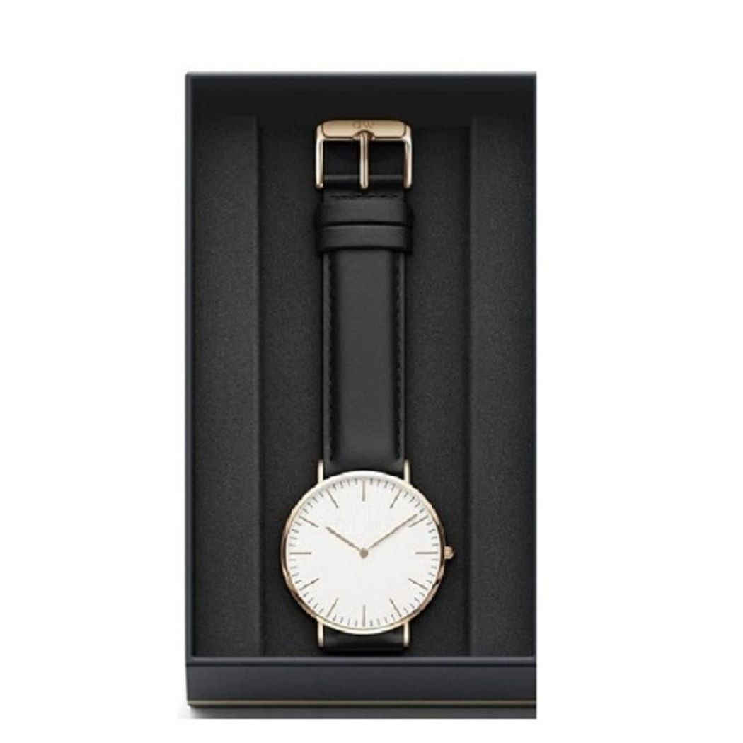 Mega Deal Men's Gift Office Authentic DW Watch Black & Brown Strap Watch Deal Top Class Business Casual High Quality Wrist Beautiful Color For Men/Boys