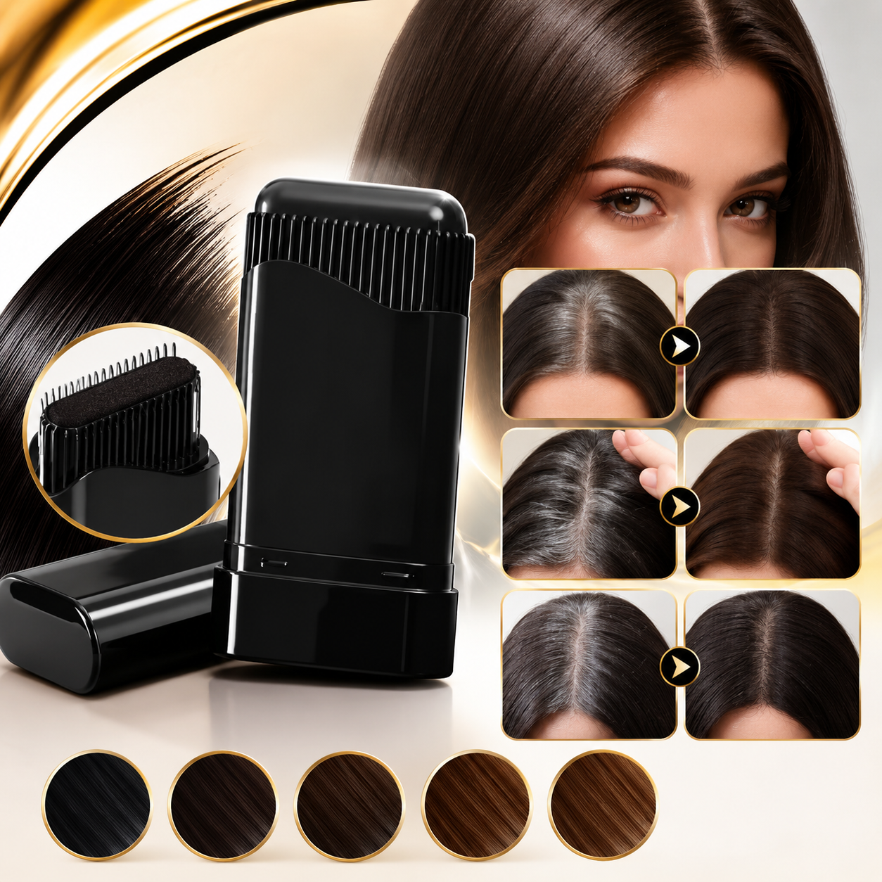 Instant Hair Root Cover Stick | Hair Touch Up Wand | Black Brown Hair Dye Comb | Temporary Hair Color | Grey Hair Concealer | Waterproof Hair Color Stick | Long Lasting