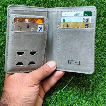 GU-II Male Short Thin Man Purse Wallet Retro Student Cross Leather Purse Young Men's Personality Tide