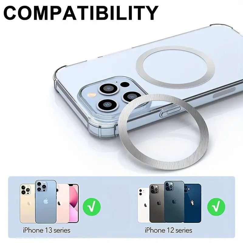 1 Universal Car Magnetic Phone Holder with Metal Magnet Plate, Ring, Wireless Charger Support, Iron Sheet Sticker for All Smartphones