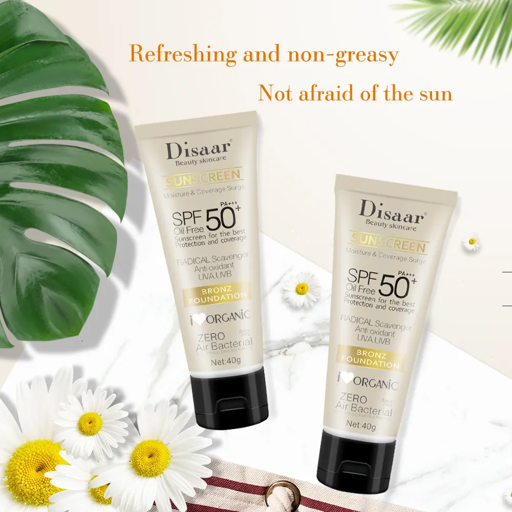 Disaar SPF 50 Natural Sun Protection Tinted Foundation Whitening Moisturizing Organic Sunscreen Sun Cream Sunblock For All Skin DS313-1