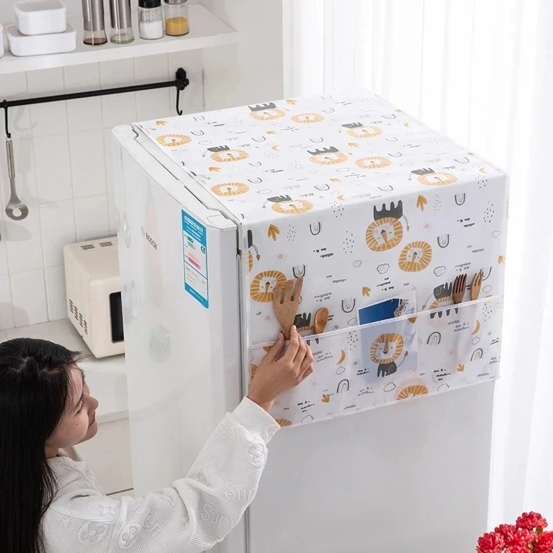 New Imported Waterproof Refrigerator Dust Cover Multi-purpose Covers Freezer Cooler For Home Appliances With Pockets Storage Bag Household Portable Dust Fridge Top  Cover