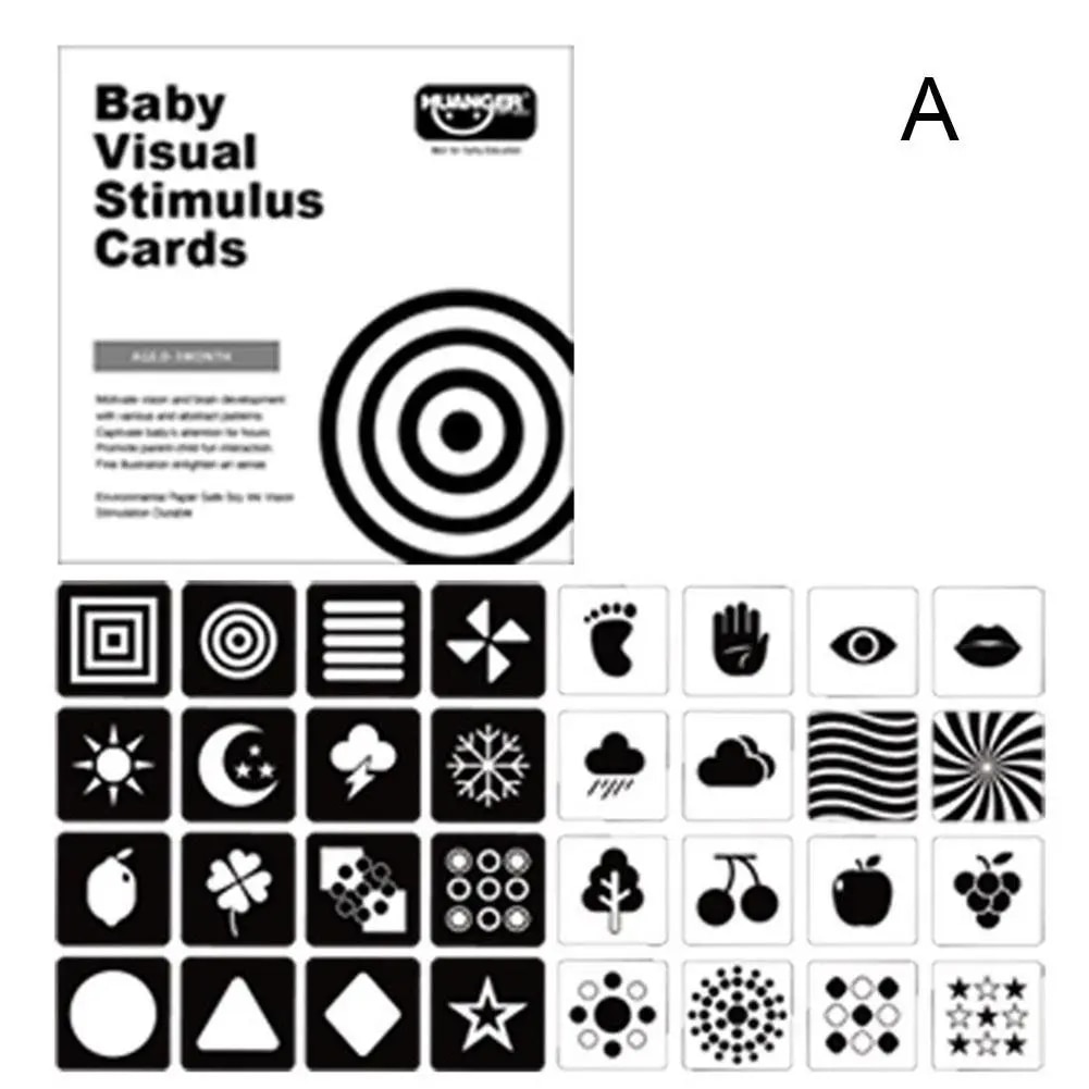 Baby Visual Stimulation Cards 0-12 Months | Montessori High Contrast Flash Cards | Newborn Vision Development & Early Learning Toy | Black & White Sensory Cards | Educational Gift for Babies