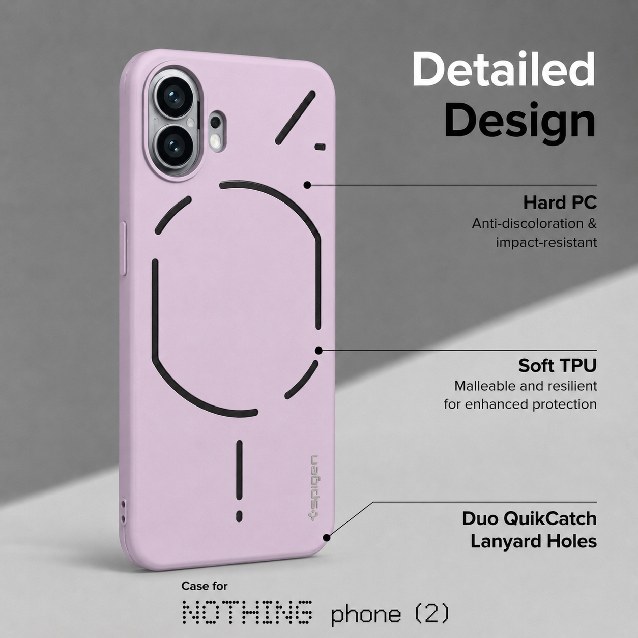 Spigen Liquid Air Case for Nothing Phone 2 – Slim, Lightweight & Shockproof Silicone Back Cover with Precise Cutouts | Lavender
