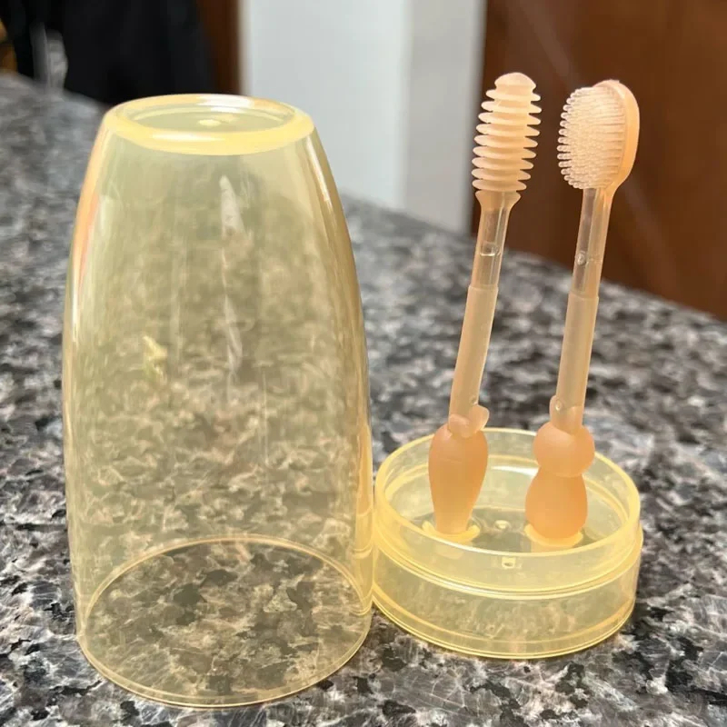 2PCS Silicone Baby Toothbrush Soft Toothbrush Tongue Brush Baby Oral Cleaner 0-2 Years Infant Toddler Oral Care BPA Free