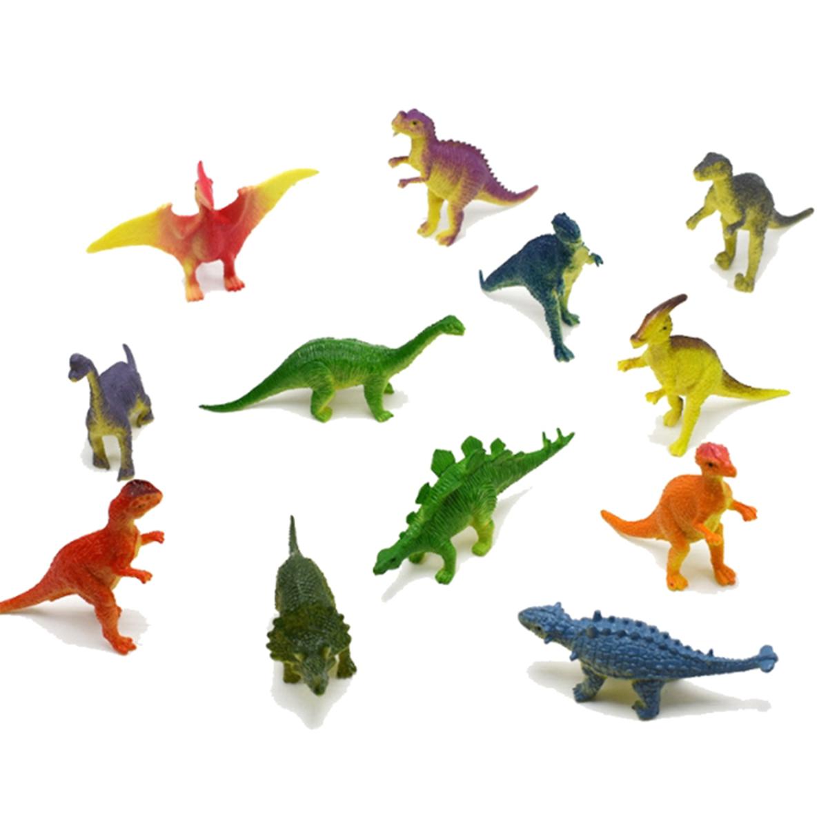 12 Pcs - Tiny Dinosaur World Jurassic Park Toys - Wild Animal Action Figures Jungle Zoo Toy Set For Kids Boys and Girls Educational Toys - 5cm / 2 Inch