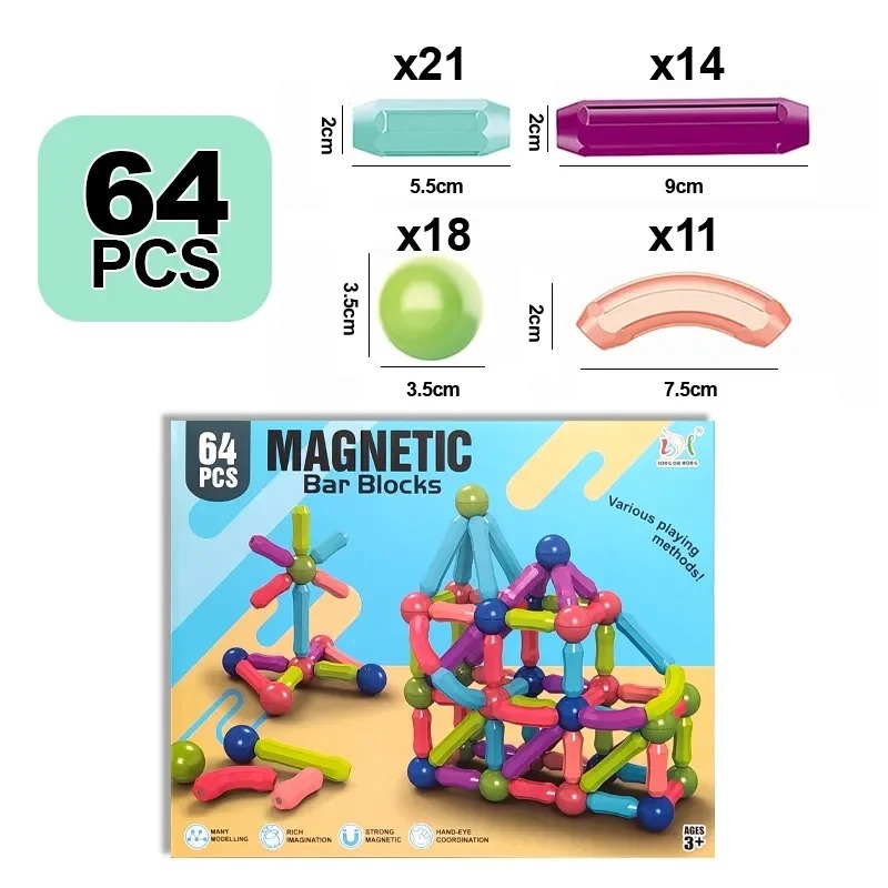 STEM Magnetic Building Toys for Kids - Creative Construction Set with Bars and Balls