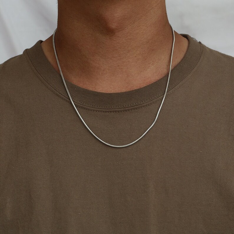 Stainless Steel Silver Snake Chain Necklace 2mm Thin For Men and Women