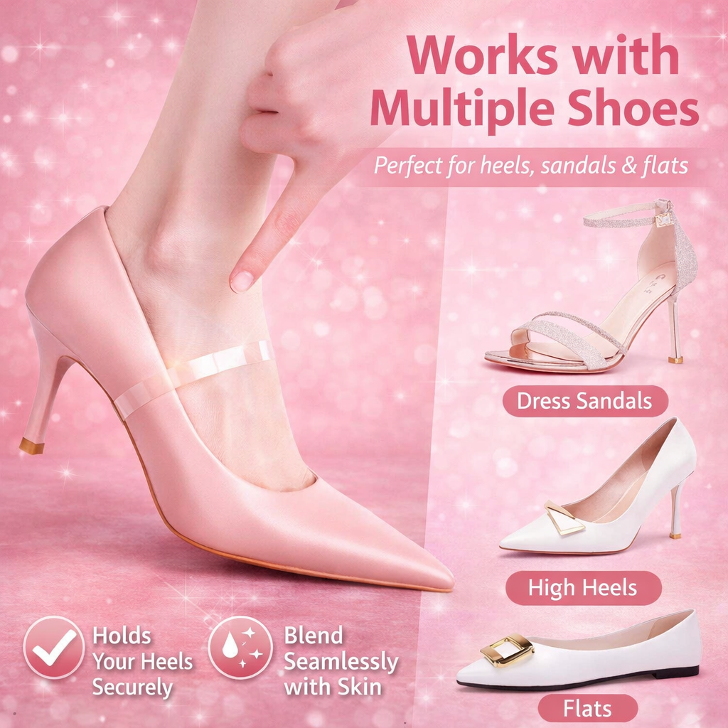 Transparent Invisible Lace Women's High-heeled Anti-dropping Artifact Strap Fixed Shoes Anti-heel-dropping Unbuckled Shoes