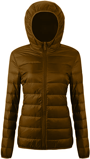 brown packable down jacket
