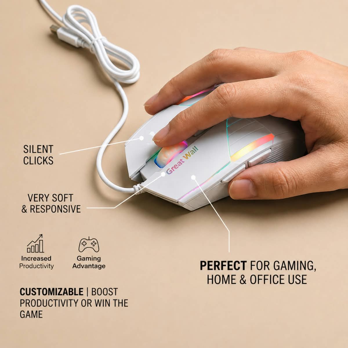 RGB Gaming Mouse 6 Button USB Wired Mouse | 4 Level DPI 800-3200 | Ergonomic Gaming Mouse | Free Mouse Pad