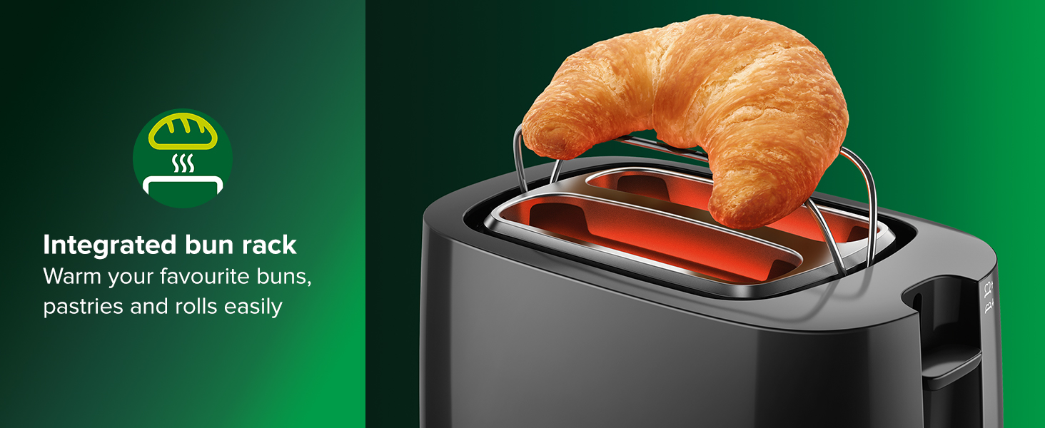 toaster 2 slice black wide slot small 