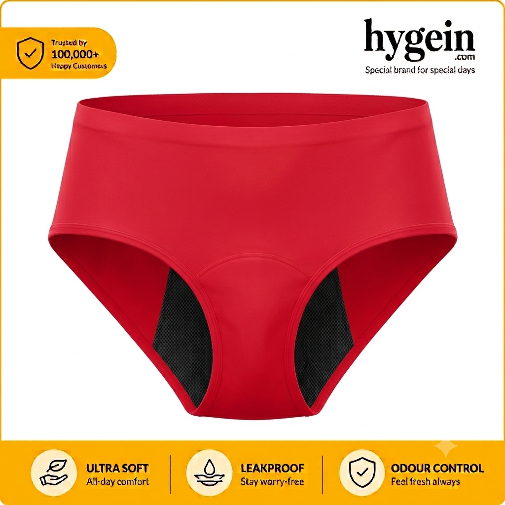Hygein High Waist Reusable Period Underwear Brief Panties 4 Layers Leak Proof Highly Absorbency