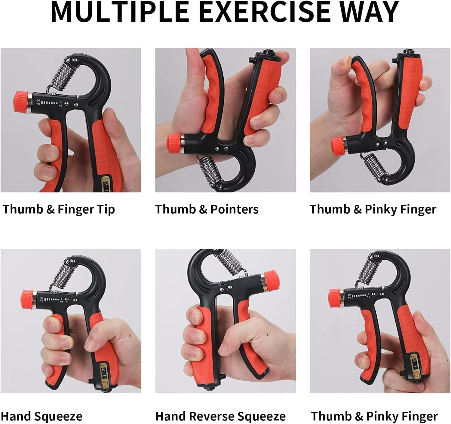 Adjustable Hand Grip Strengthener – Portable Hand Exerciser with Wrist Strap, Forearm & Finger Strength Trainer for Fitness Gym Physical Therapy, Non-Slip Durable Grip