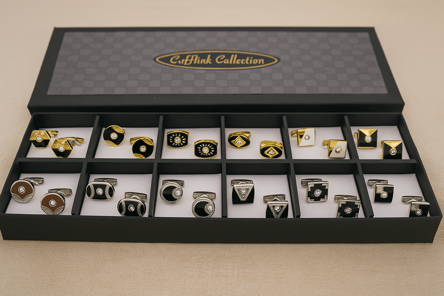 Luxury Cufflinks Set for Men | 12 Pairs Classic & Modern Designs | Formal Dress Accessories | Premium Gift Box | Wedding & Business Style Collection