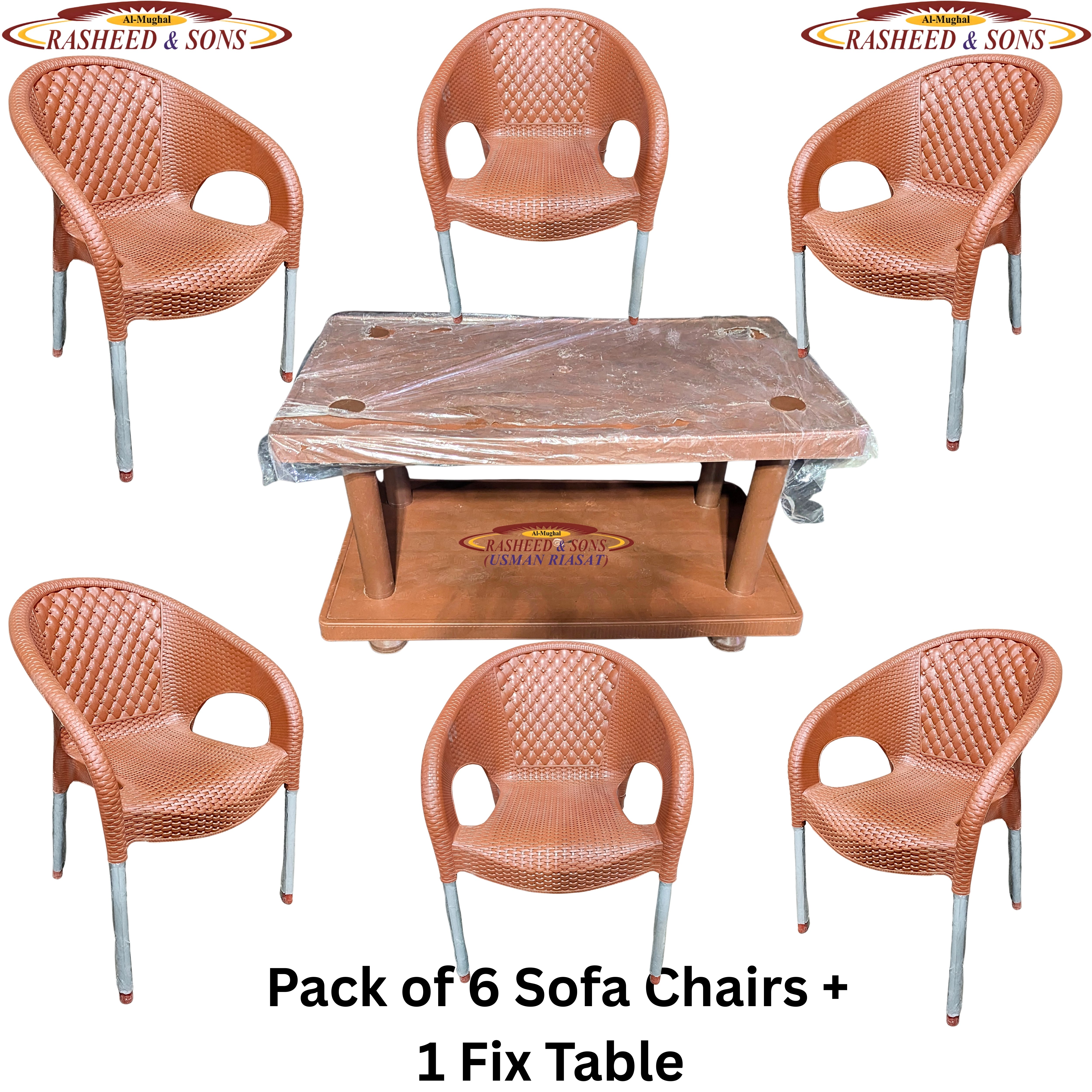 Rattan Style Plastic Chair Set – Brown Garden Chairs with Table Option – Outdoor Patio Balcony Lawn Furniture Set (4 Chairs / 6 Chairs / Table Set)
