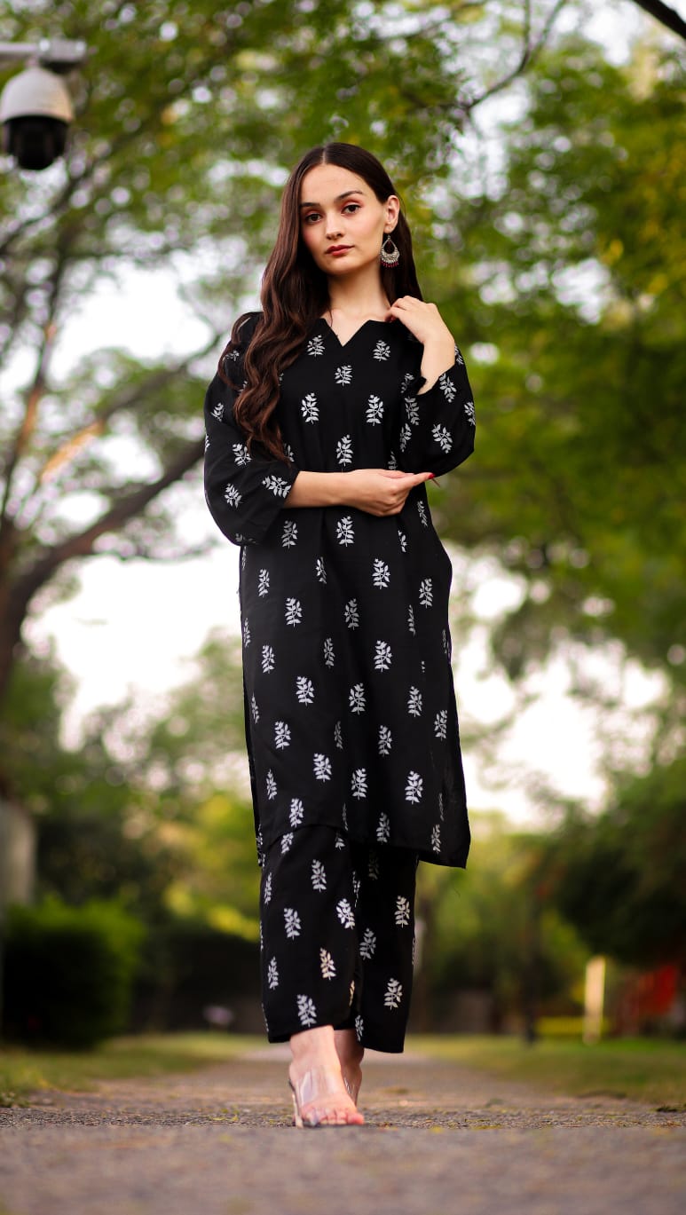 Stylish Collection Multicolor Leaf Printed Dress Summer Cotton Casual Shirt & Trouser Set Multicolor Fashion Stitched 2 piece suit for women and girls