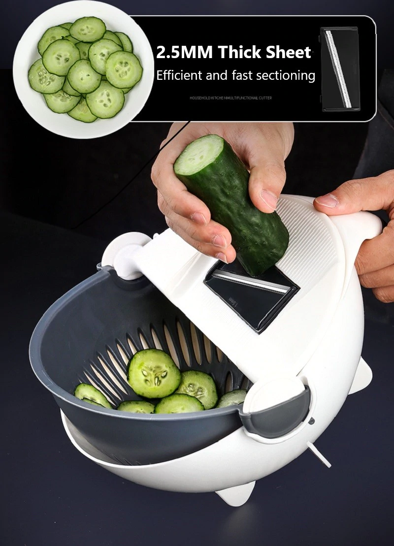 9-in-1 Multifunction Vegetable Cutter with Rotational Drain Basket – Area  Living