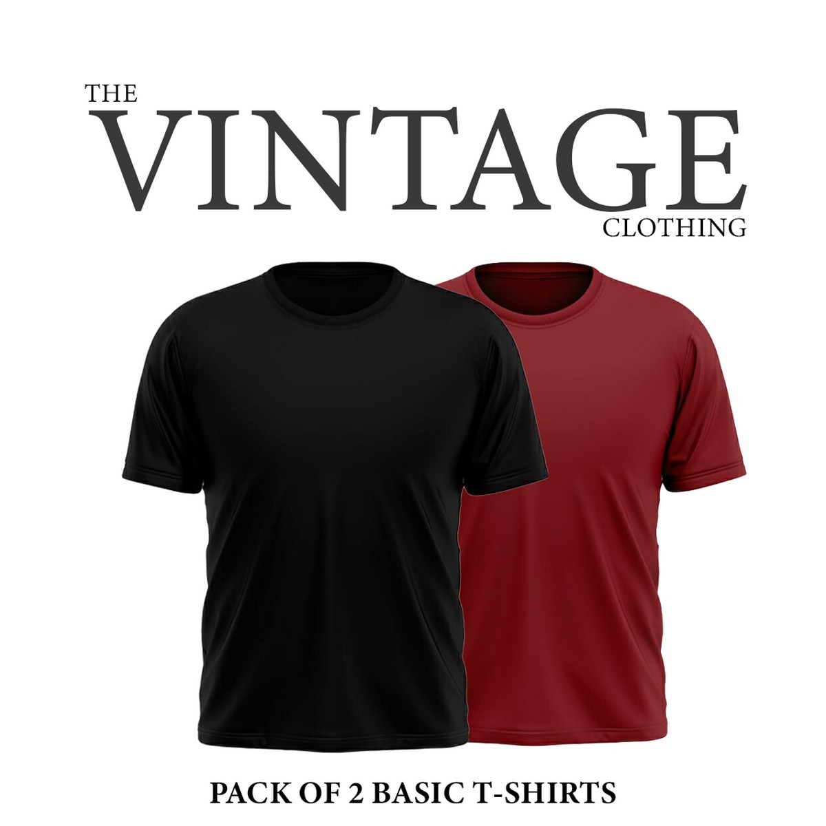 The Vintage Clothing Pack of 2 plain basic half sleeves Tshirt For Men
