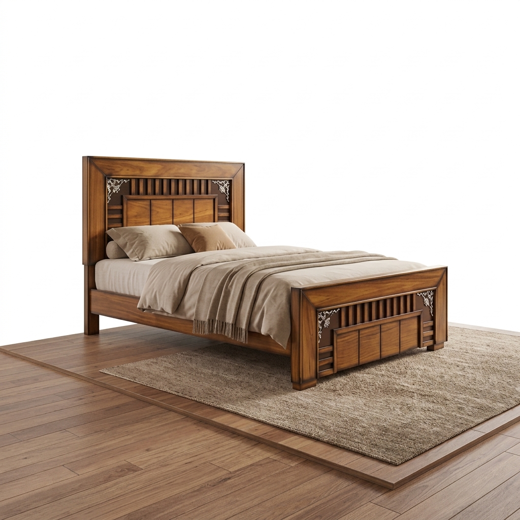 Woodex Furniture Single Bed – Solid Kikar Wood Wooden Bed | Modern King-Style Single Bed | Strong & Durable Bed Frame | 78×42×38 Inches