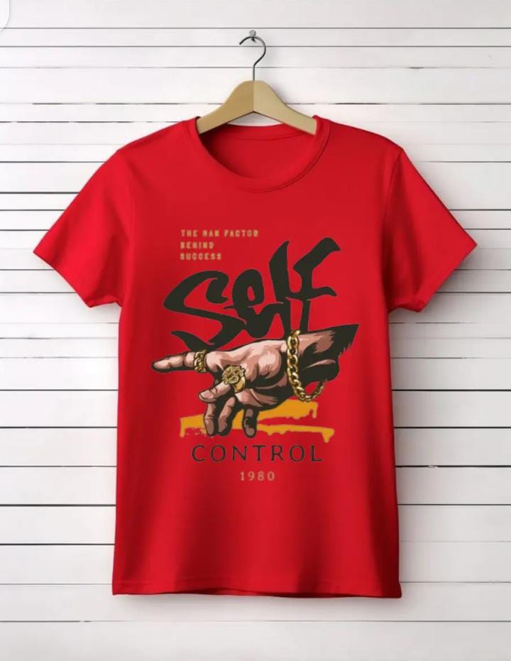 New Design Self Control Printed Tshirts For Men & Boys Summer Collection Tshirt