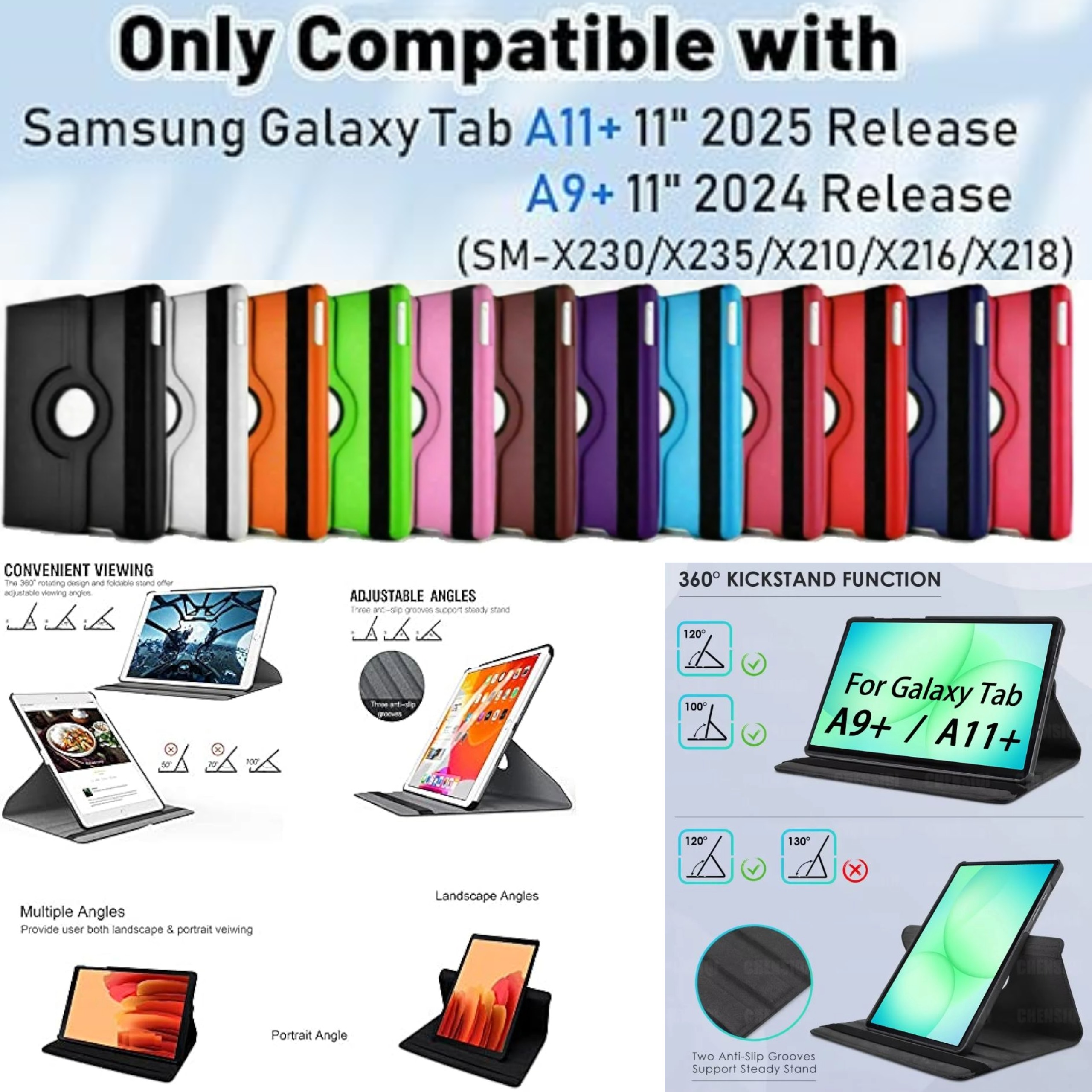 Cover For Galaxy Tab A9 Plus / Galaxy Tablet A11 Plus 11 Inch Case – Rotating Protective Cover