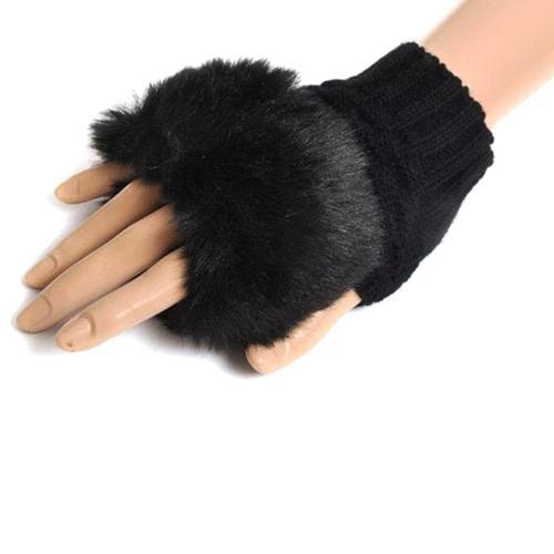 Fancy Winter Wool Fingerless Mittens Gloves for Women and Girls, Knitted and Warm