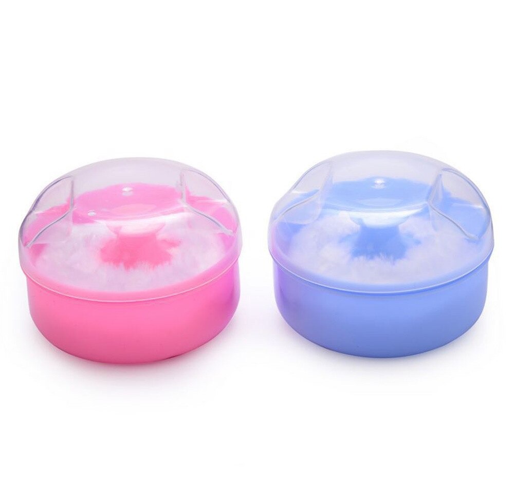 Pack Of 2 Baby Powder Puff - Portable Powder Puff Box Body Baby Face Talcum Sponge Infant Puff Box Container Case Also for Children or adult In Summer