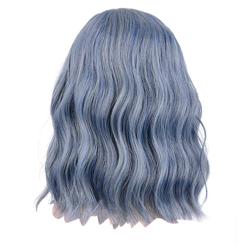 blue bob wig no bangs