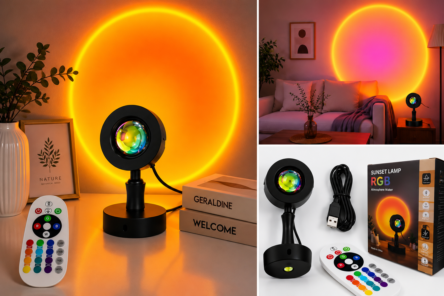 Remote Control Sunset Lamp Projector 16 Colors Changing RGB | Mobile Photography Backgrounds Accessories Lighting Kit Wallpaper