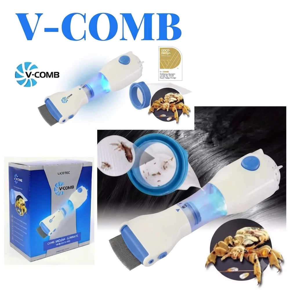 V Comb, Anti Lice Electric Comb, Head Lice Machine with Filters, Lice Removal Machine, Anti Lice Machine with Steel Comb, Rechargeable Anti Lice Comb with 4 Filters, Lice Egg Removal Machine V Comb Electronic Head Lice Removal Machine Anti Lice Machine