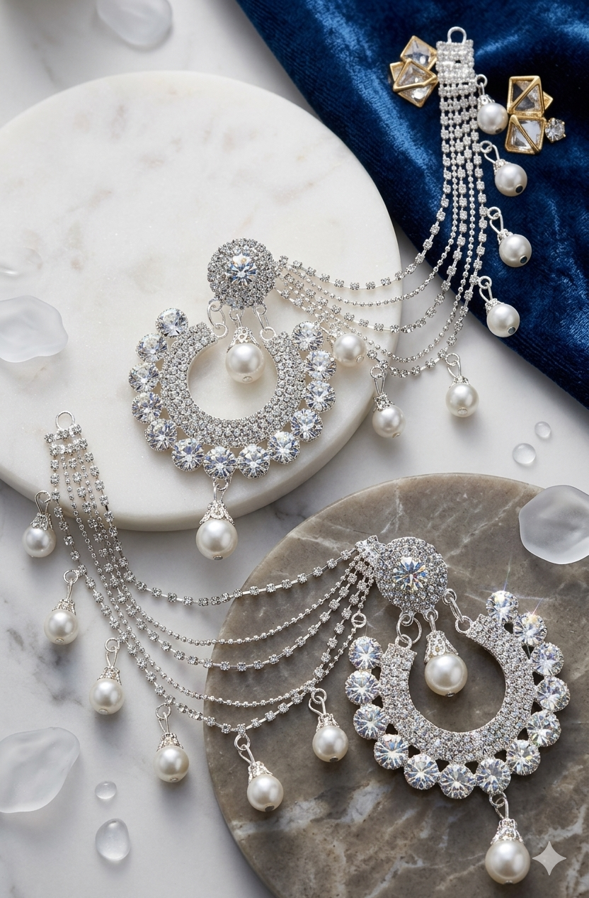 Jewellery Collection For beautyfull girls Ear Rings With Sahara Bahubali Jhumki long lasting polish with white Pearl7