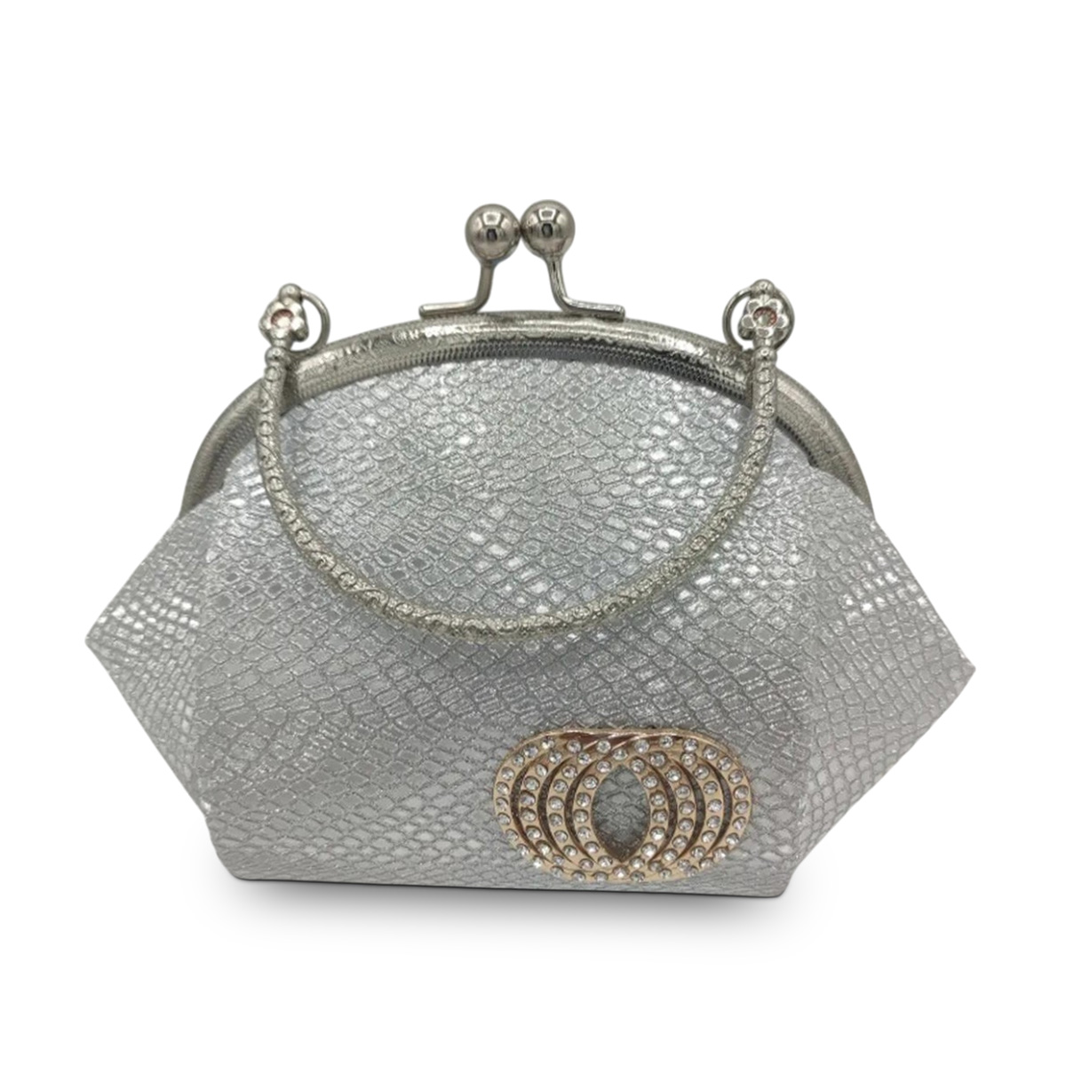 Fancy Bridal Wedding Party Crystal Clutch for Women - Metal Frame, Eco-friendly, Available in Golden, Silver, Black, Red