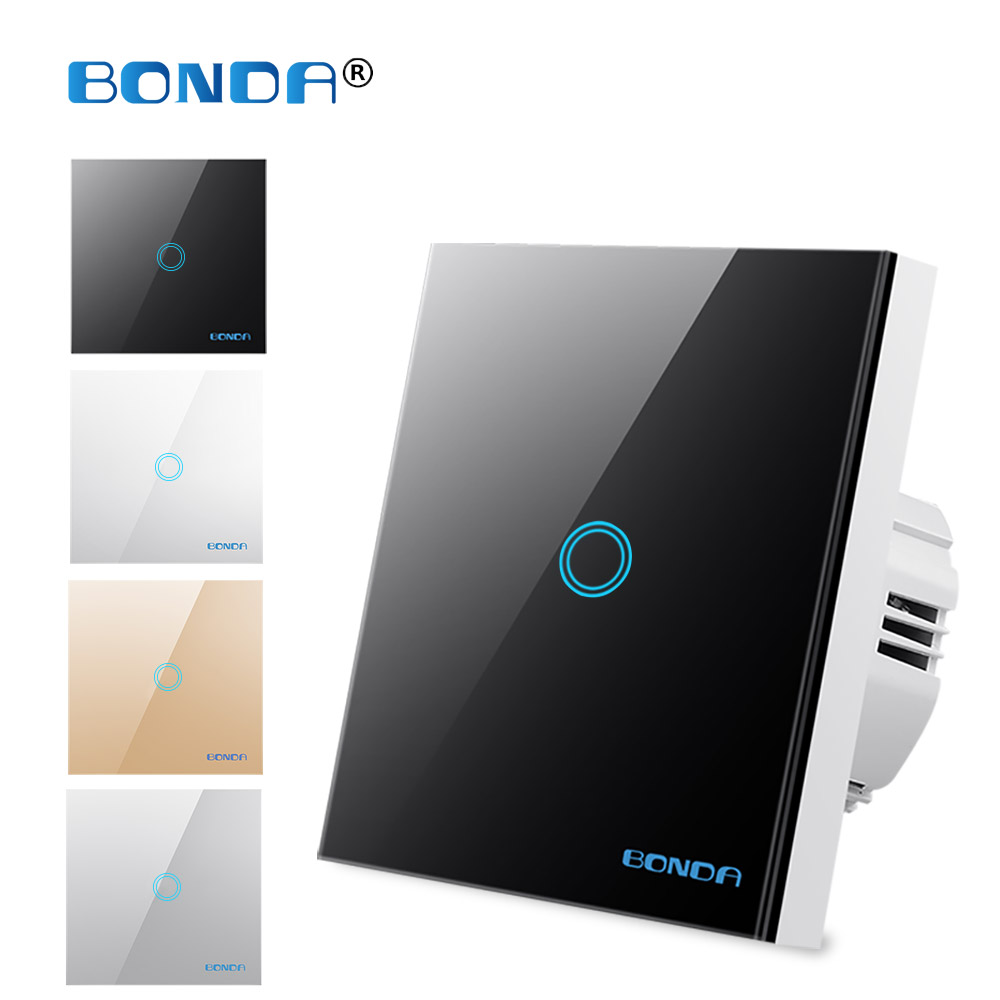 Touch Sensor Switch EU Standard Tempered Crystal Glass Power 1 2 3 Gang ...