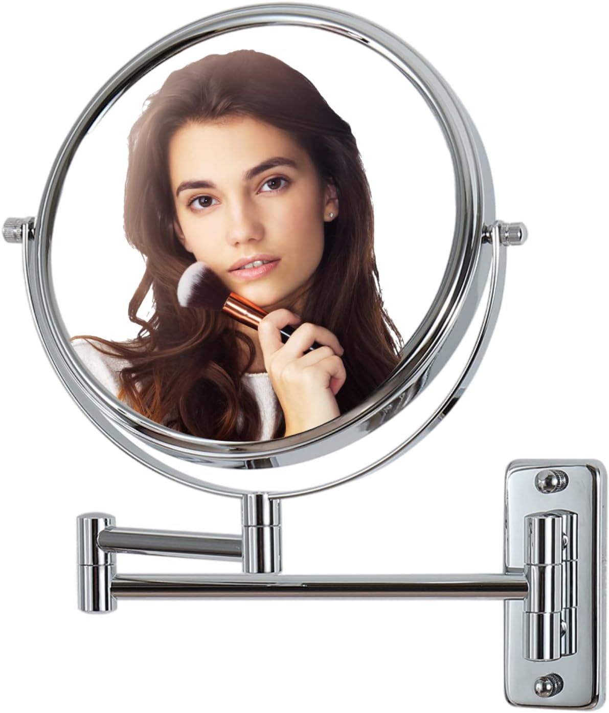 Mirror Magnifying Mirror LED and Non LED Both available 3X Zoom In Silver, Black, gold Full Adjustable Wall Mounted Makeup Mirror Two Side Double Magnifying Mirror 1 side Simple 2 side with 3X Magnification, 8 Inch Vanity Makeup Mirror for Bathroom  Zoom: