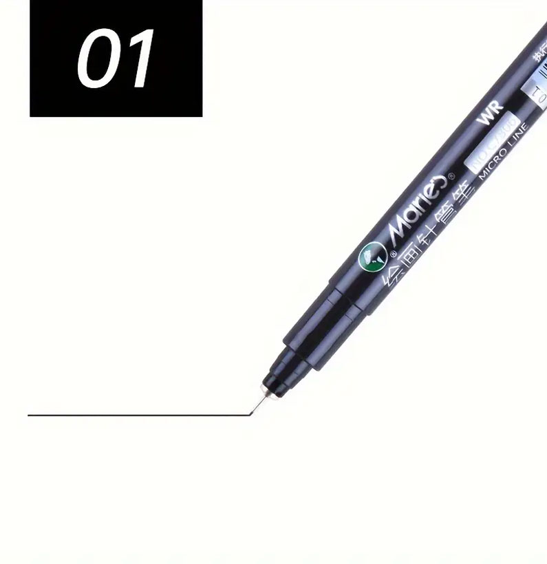 Marie’s Black Micro-Line Pen Fineliner Ink Pens Waterproof Needle Hook ...