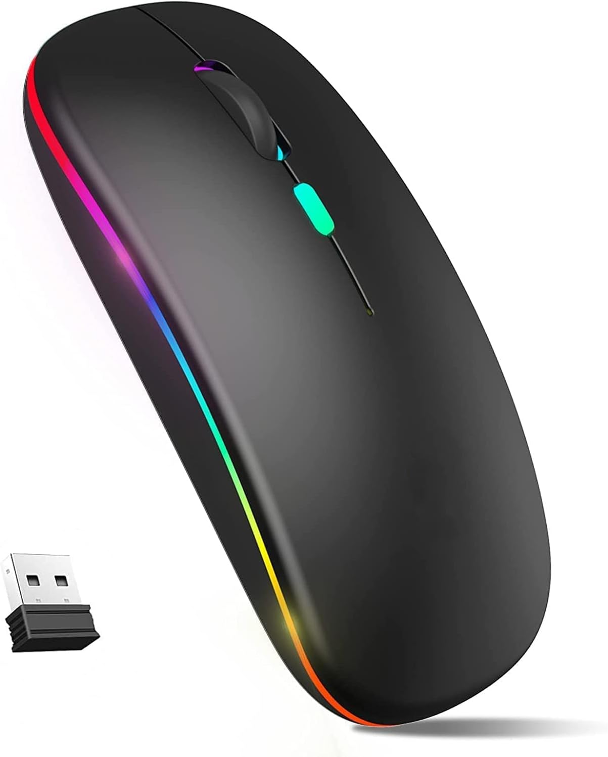 Ultra Slim Dual Mode Bluetooth mouse Rechargeable Battery Gaming RGB ...