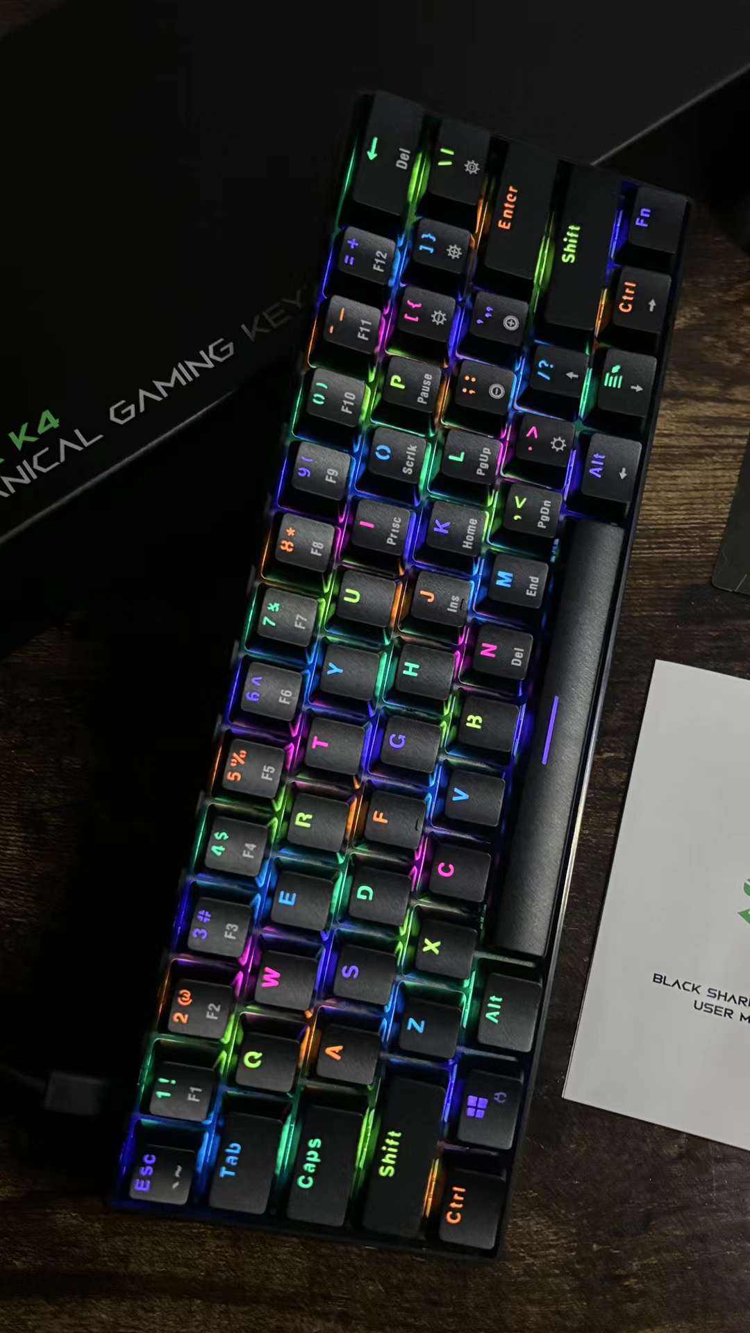BLACK SHARK MECHANICAL KEYBOARD GAMING RGB BACKLIT WIRED PROGRAMMABLE SIXGILL K4 Blue Switch(Black)