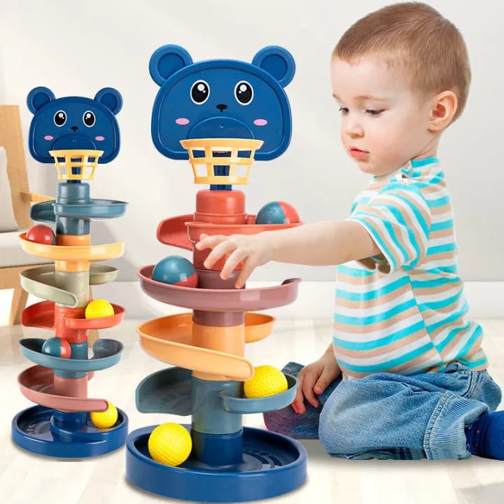 5-Step Roll Ball Tower Game Toy – Experience the Thrill of Rolling with an Exciting Ball Track! Stocked Baby Toy Tower Puzzle with Rolling Ball, Bell Stackers – A Fun and Educational Developmental Toy for Children