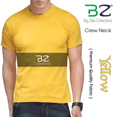 Yellow T Shirt (Premium Quality) Plain Round Neck by Big Zee