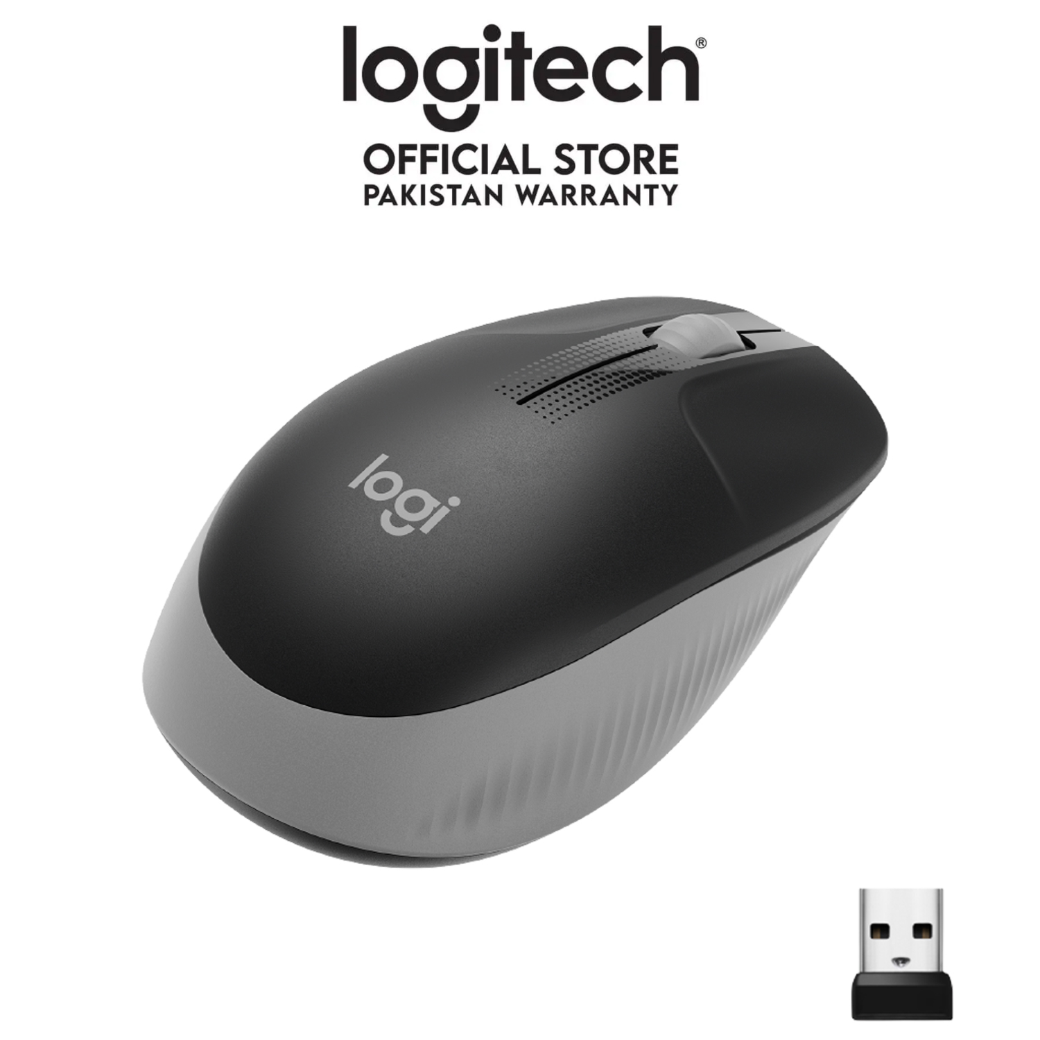 Logitech M191 Full-Size Wireless Mouse (Mid Grey)