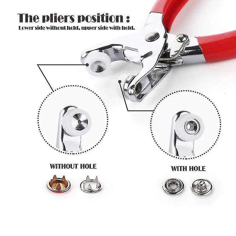 Metal 100-Piece Thickened Snap Fasteners Five Claw Buckle with Hand Pressure Pliers Tool Set Ideal for Sewing Buttons on Bags, Clothes and Shoes