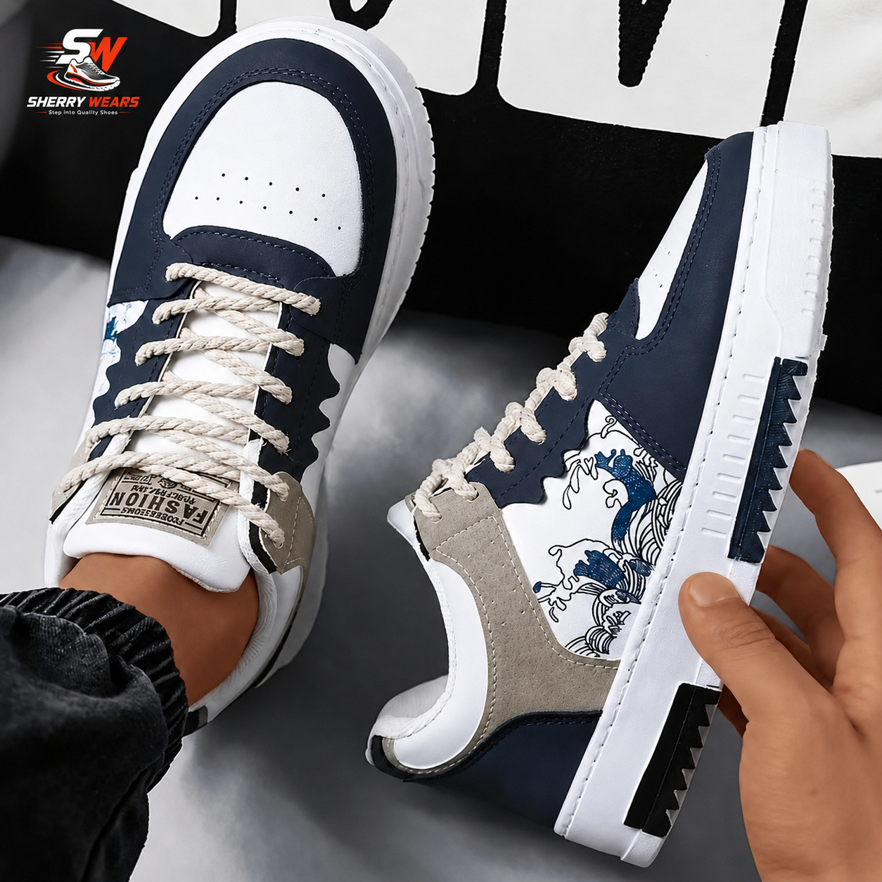 Sherry Wears Stylish Sneakers Shoes for Men Women Boys Girls  Casual Fashion Joggers  Trendy Lace-Up Sneakers  Comfortable Walking Shoes  Green White & Blue White Combination  EU Size 6-11