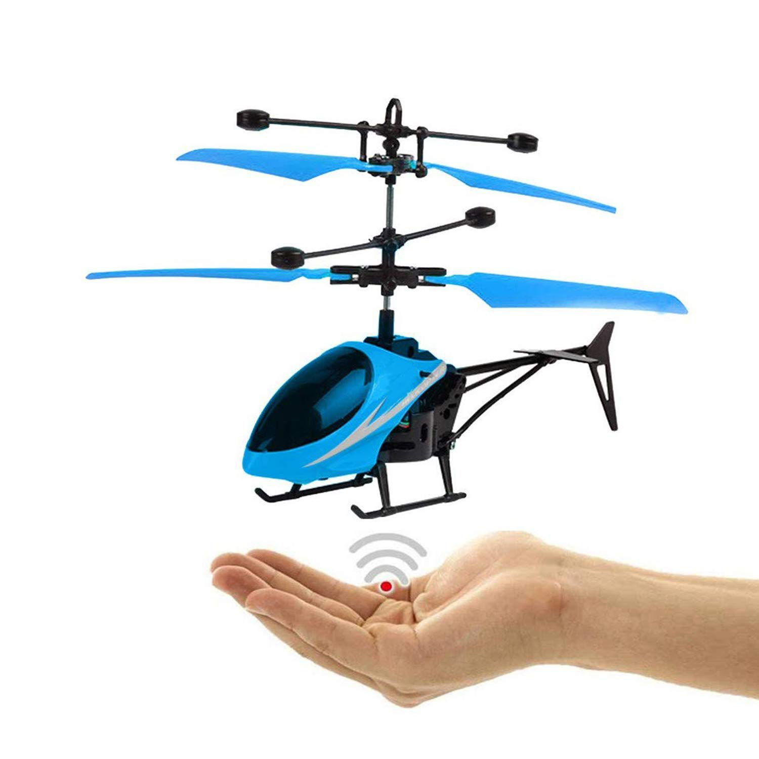 2-in-1 Remote Control & Hand Sensor Flying Helicopter | Rechargeable RC Toy with 3D Flashing Lights | Infrared Sensor Control | Indoor & Outdoor Flying Toy for Kids & Boys | Multicolor Mini Drone Helicopter