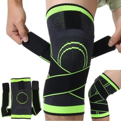 Knee Supporter Adjustable Pressurized Compression Brace Sleeve Nylon Elastic Pad Sports Gear Joint Stabilizer Wrap Fitness Training Jogging Running Gym Exercise Cycling Volleyball Pain Relief Lightweight Durable Ergonomic Unisex Men Women Protection